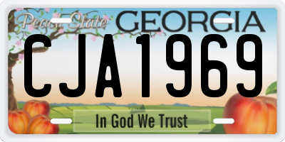 GA license plate CJA1969