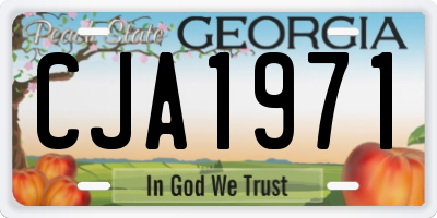 GA license plate CJA1971