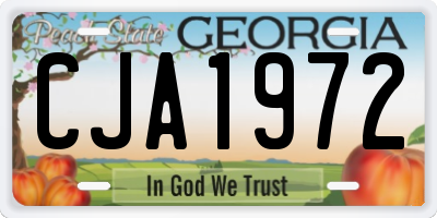GA license plate CJA1972