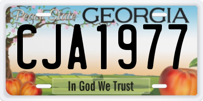 GA license plate CJA1977