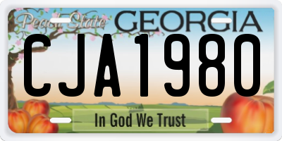 GA license plate CJA1980
