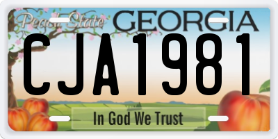 GA license plate CJA1981
