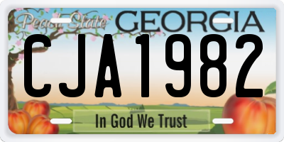 GA license plate CJA1982