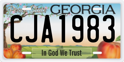 GA license plate CJA1983