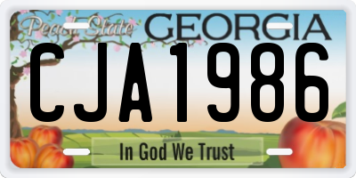 GA license plate CJA1986