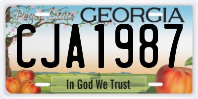 GA license plate CJA1987