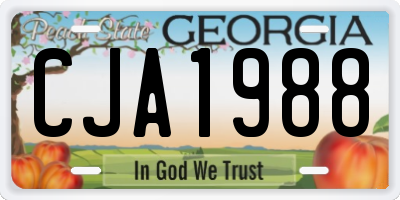 GA license plate CJA1988