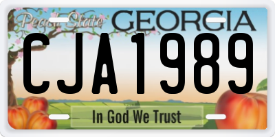 GA license plate CJA1989