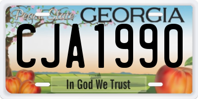 GA license plate CJA1990