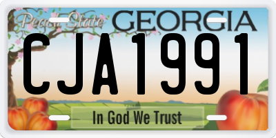 GA license plate CJA1991