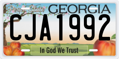 GA license plate CJA1992