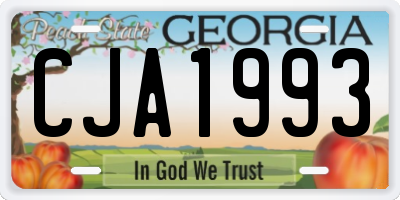 GA license plate CJA1993