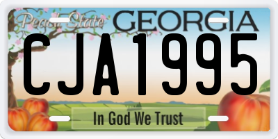 GA license plate CJA1995