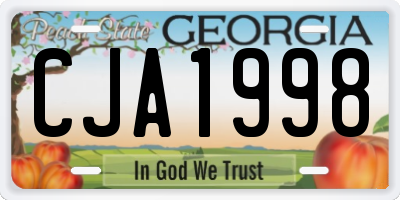 GA license plate CJA1998