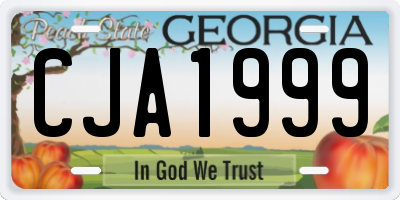 GA license plate CJA1999