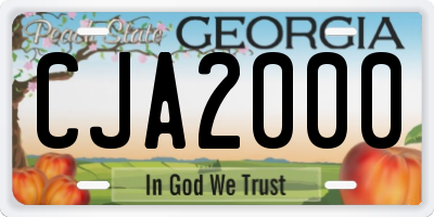 GA license plate CJA2000