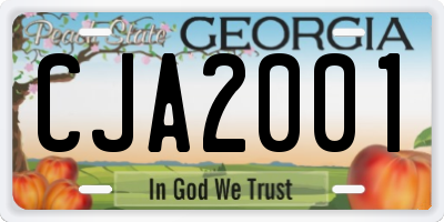 GA license plate CJA2001