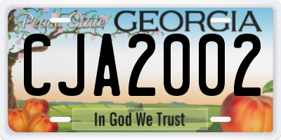 GA license plate CJA2002