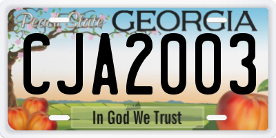 GA license plate CJA2003