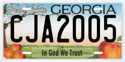GA license plate CJA2005