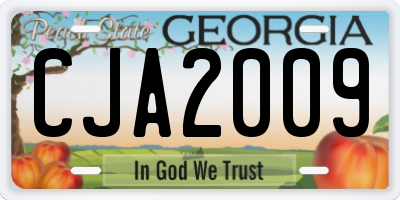 GA license plate CJA2009
