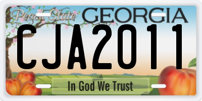 GA license plate CJA2011