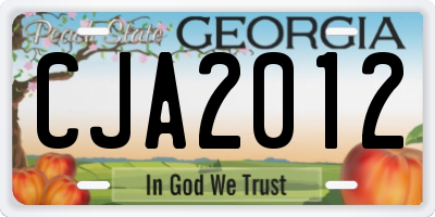 GA license plate CJA2012