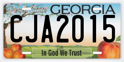 GA license plate CJA2015