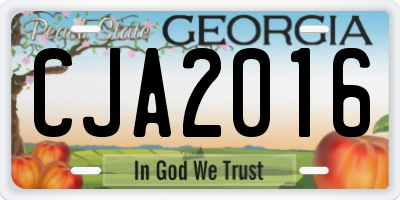 GA license plate CJA2016