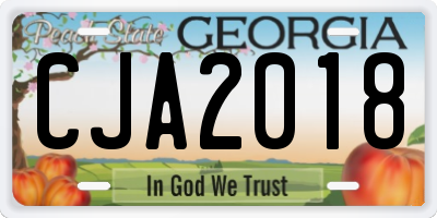 GA license plate CJA2018