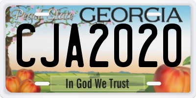 GA license plate CJA2020