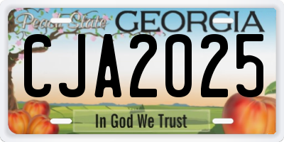 GA license plate CJA2025