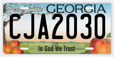 GA license plate CJA2030