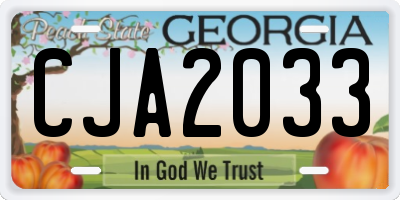GA license plate CJA2033