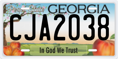 GA license plate CJA2038
