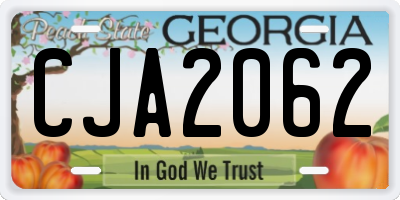 GA license plate CJA2062