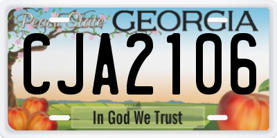 GA license plate CJA2106