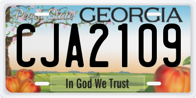 GA license plate CJA2109