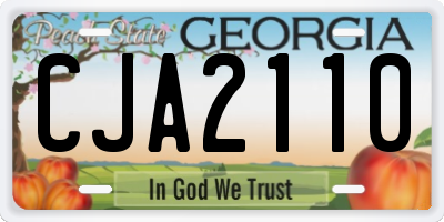 GA license plate CJA2110