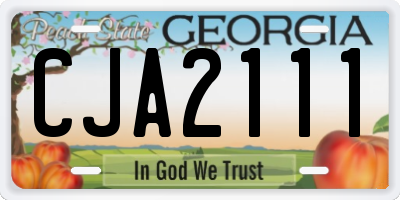 GA license plate CJA2111