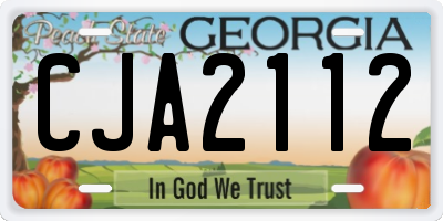 GA license plate CJA2112