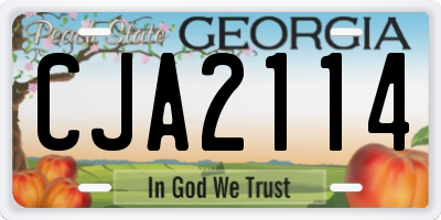 GA license plate CJA2114