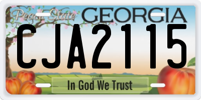 GA license plate CJA2115