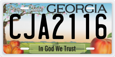 GA license plate CJA2116
