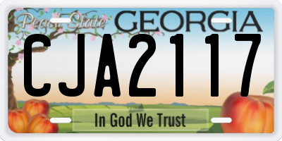 GA license plate CJA2117