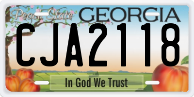 GA license plate CJA2118