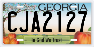 GA license plate CJA2127