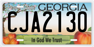 GA license plate CJA2130