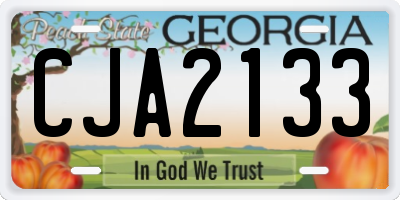GA license plate CJA2133