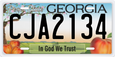 GA license plate CJA2134